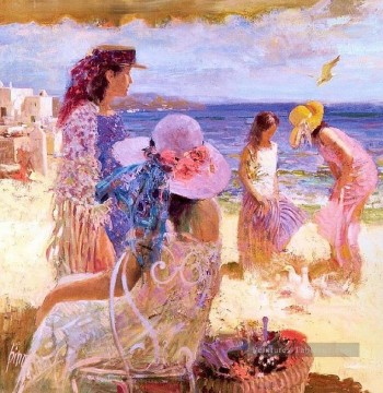 Mesdames sur la plage Pino Daeni Peinture à l'huile